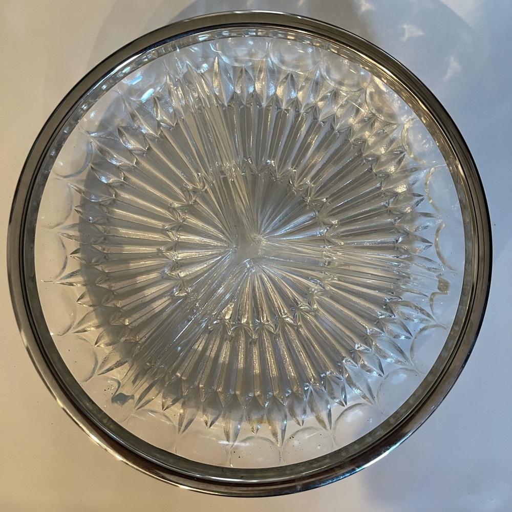 Vintage Candy Dish Silver Plated Rim